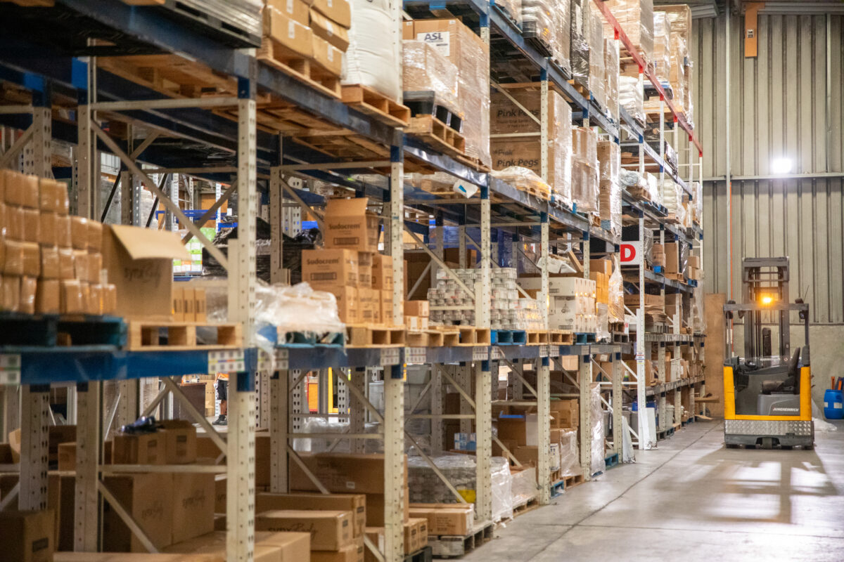 Racked pallet storage inside the RPC Logistics warehouse