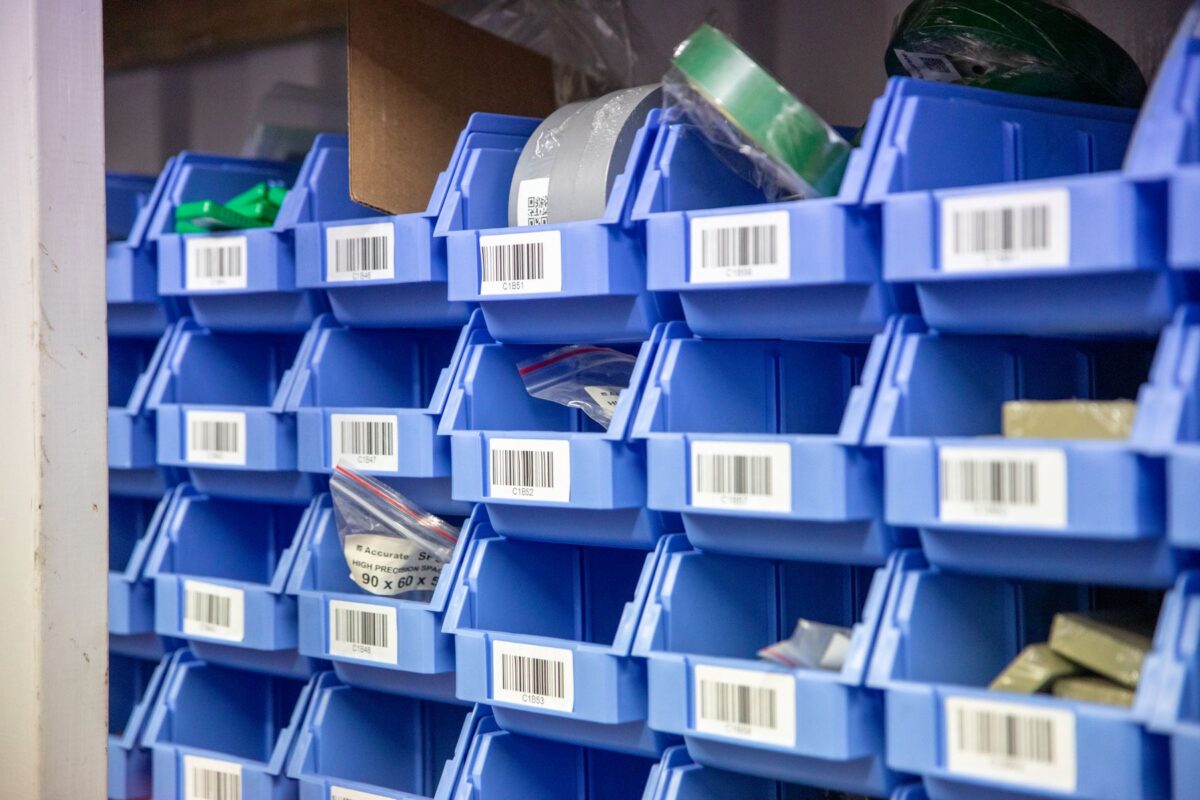 Barcode-labelled stock locations in the RPC Logistics warehouse